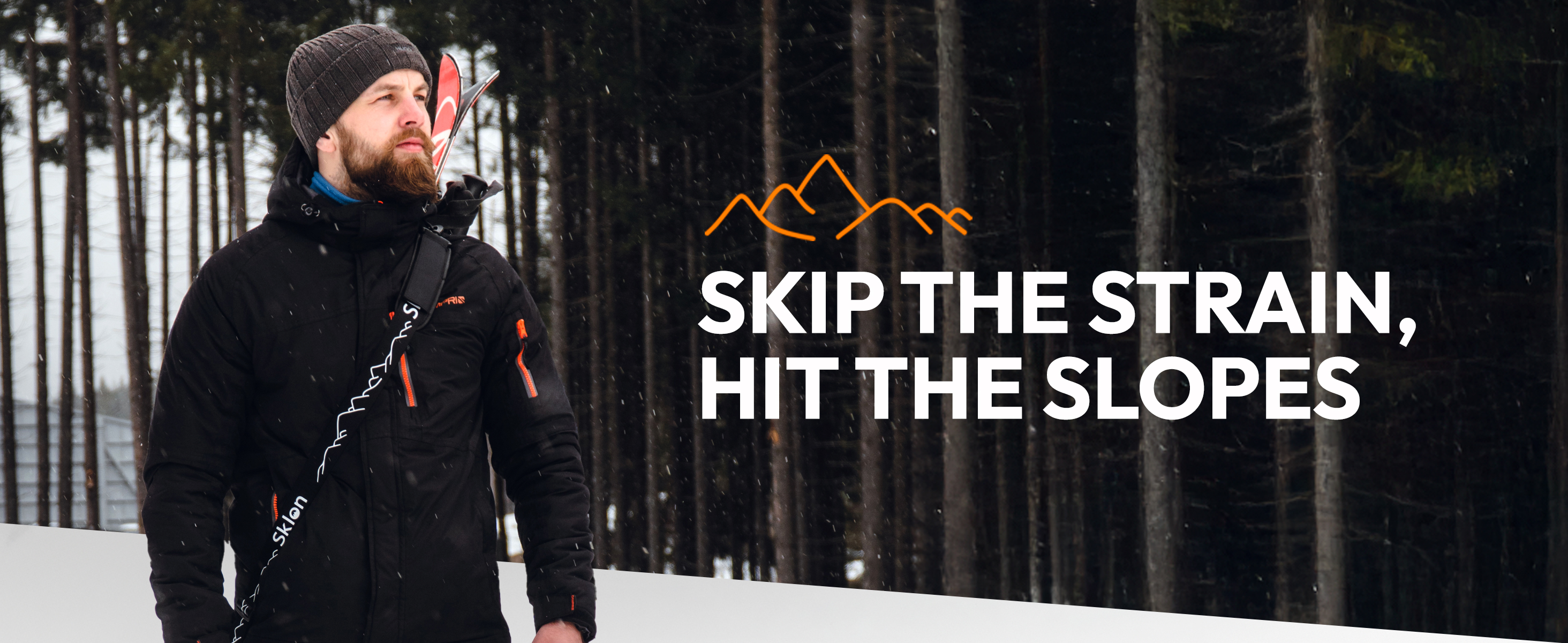 Skip the strain, hit the slopes with the Sklon Ski Carrier