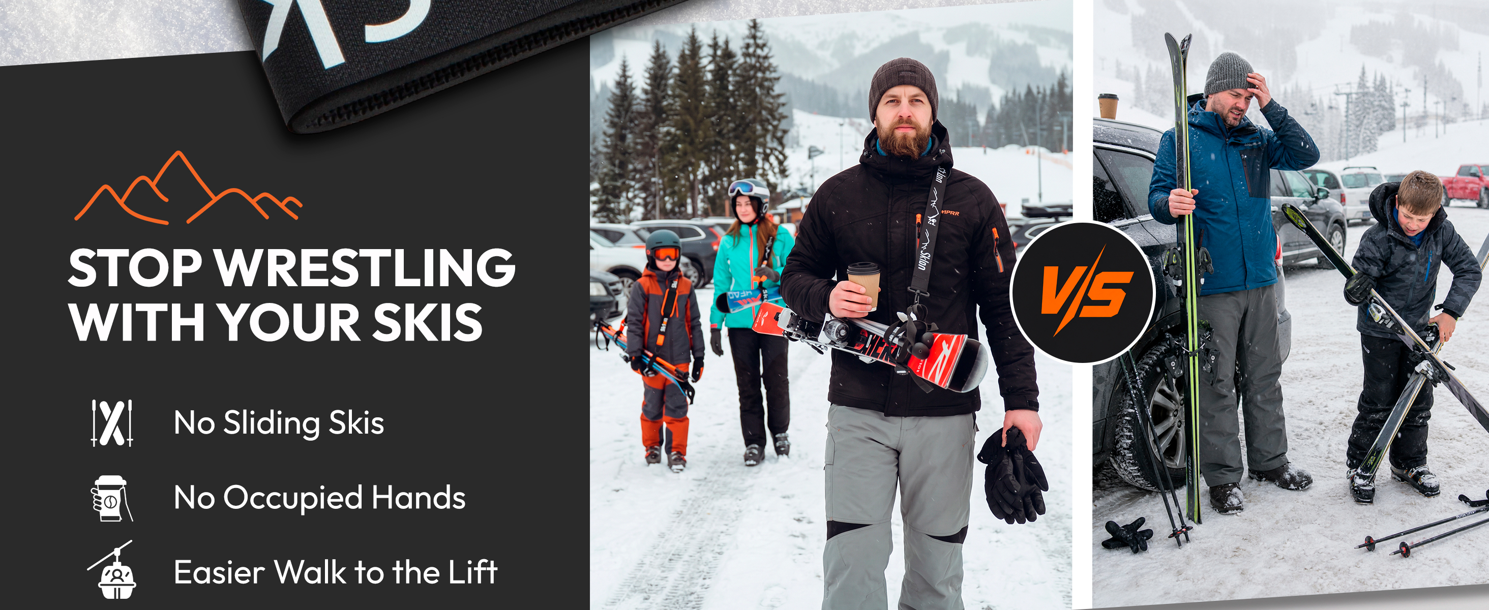 Sklon Ski Carrier compared with carrying skis by hand